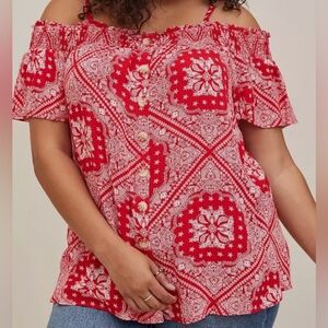 TORRID Red Rayon Top